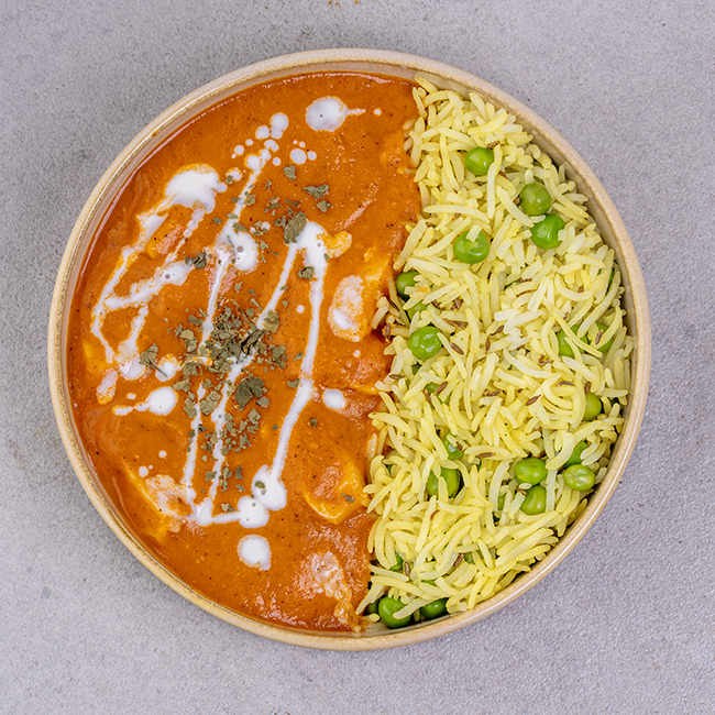 Creamy Butter Chicken With Cumin & Peas Rice